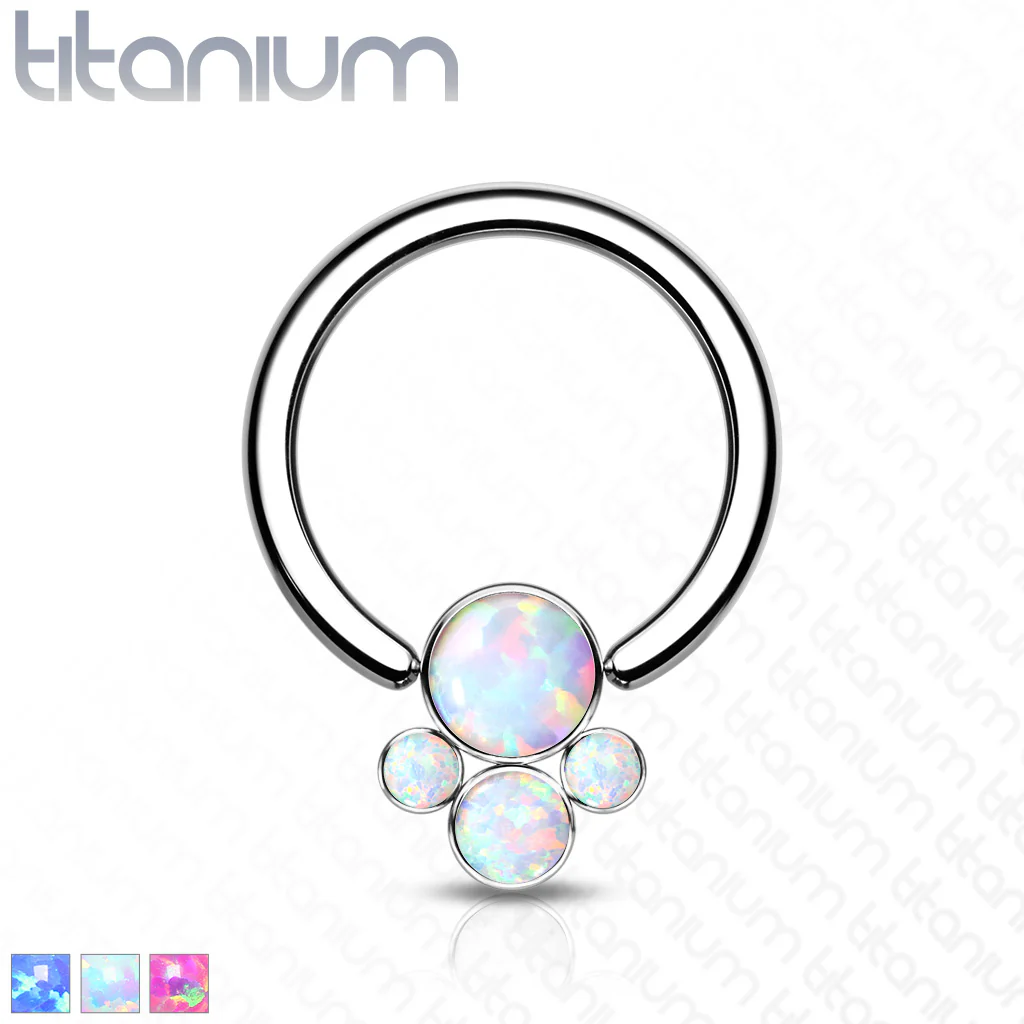 Implant Grade Titanium Opal Pet Paw Captive Rings Ear Cartilage Nose Septum Ring - Image 4