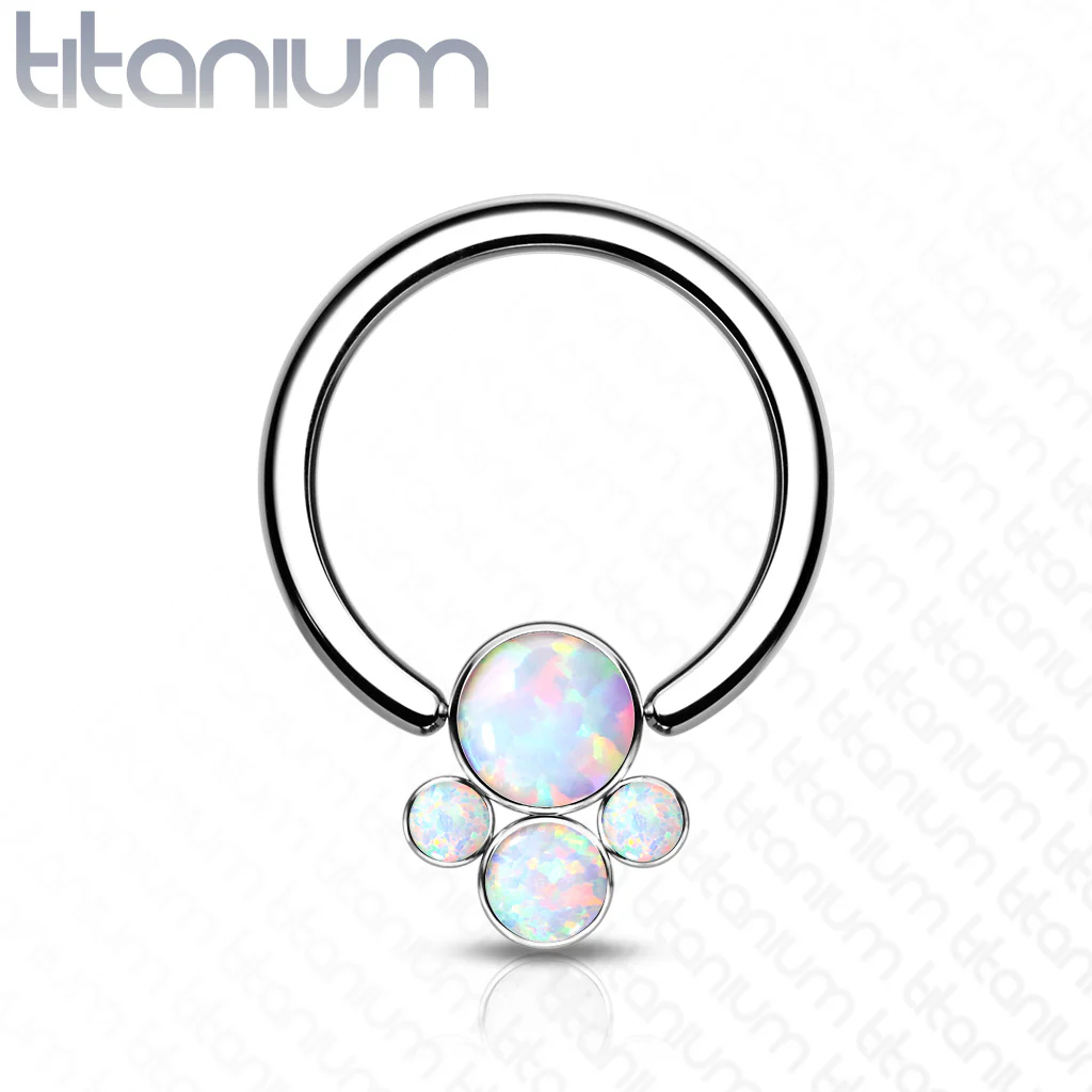 Implant Grade Titanium Opal Pet Paw Captive Rings Ear Cartilage Nose Septum Ring - Image 5
