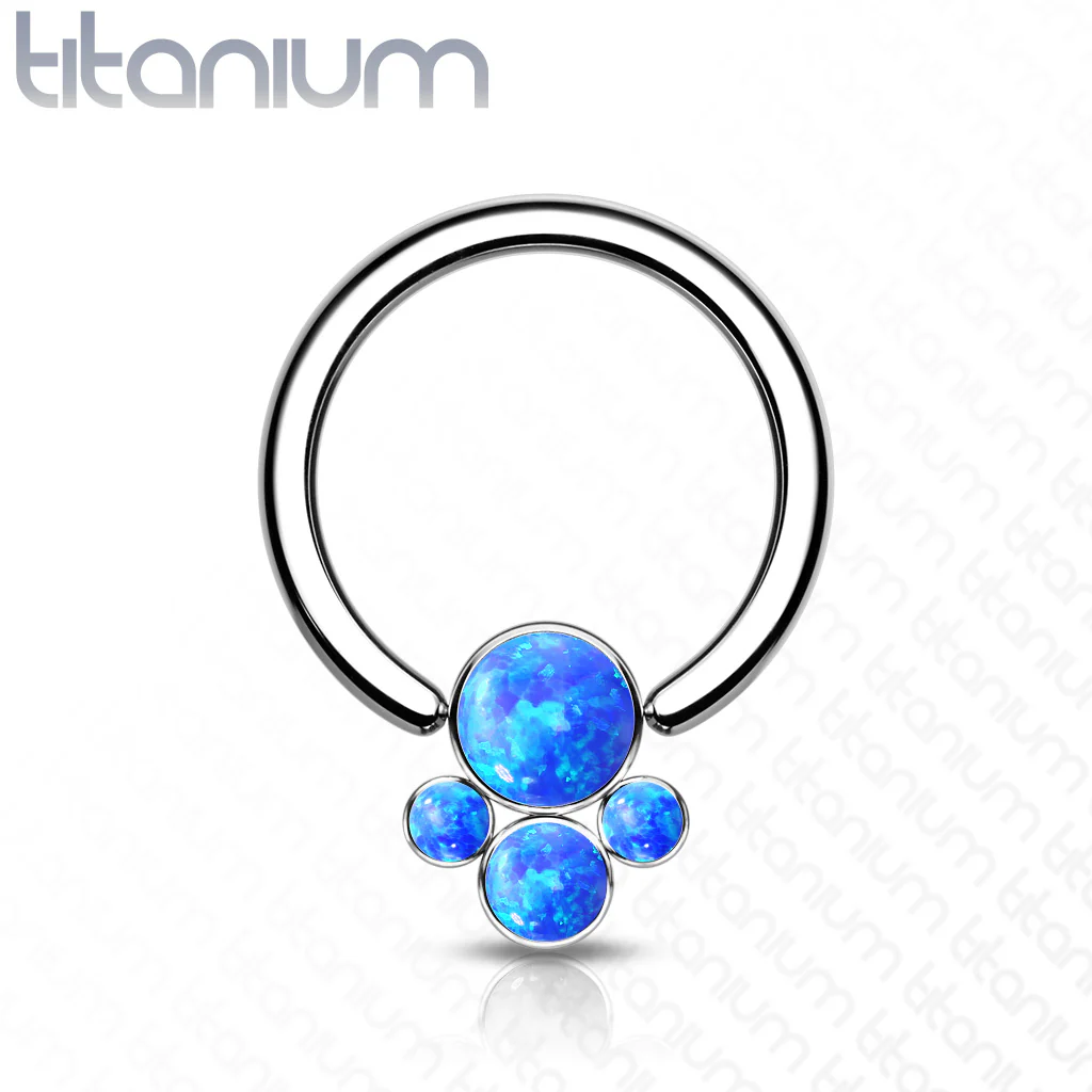 Implant Grade Titanium Opal Pet Paw Captive Rings Ear Cartilage Nose Septum Ring - Image 6
