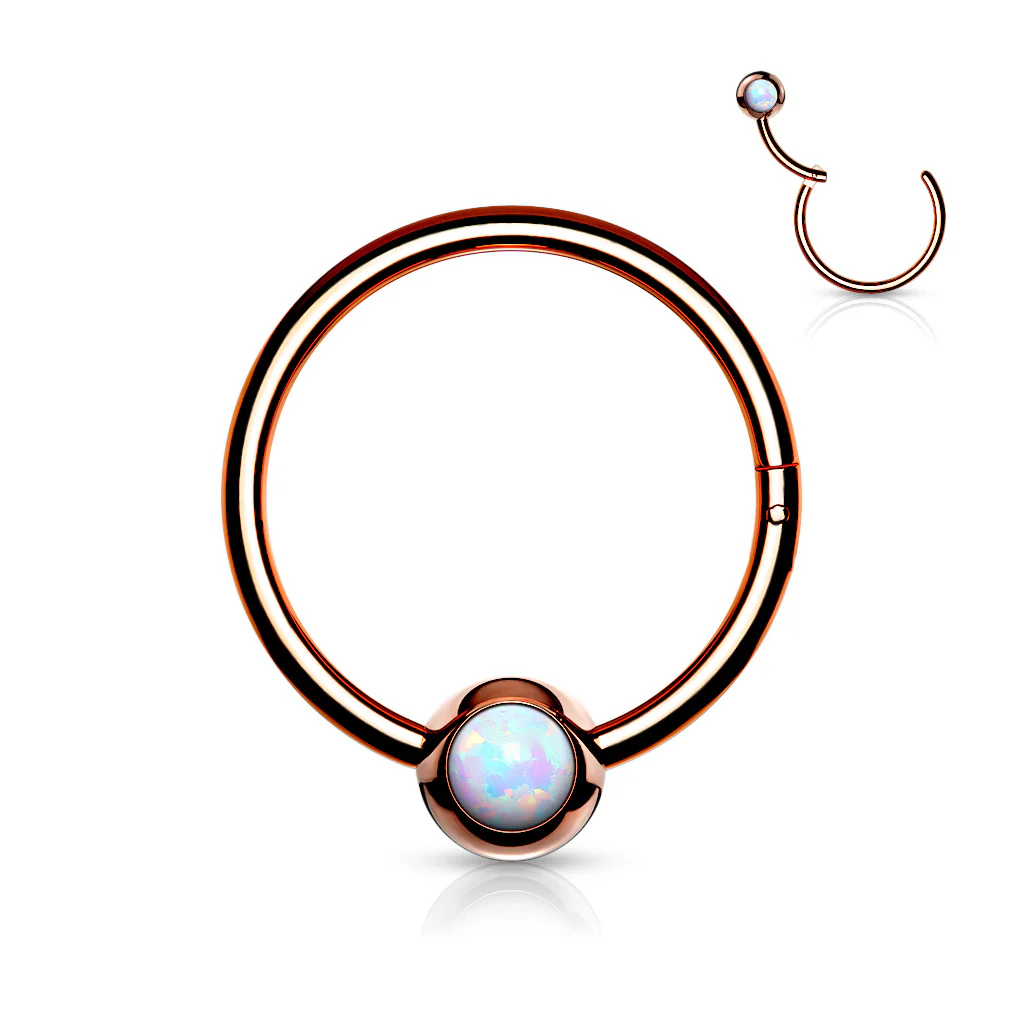18G All Surgical Steel Opal Ball Hinged Segment Hoop Rings Tragus Ear Cartilage