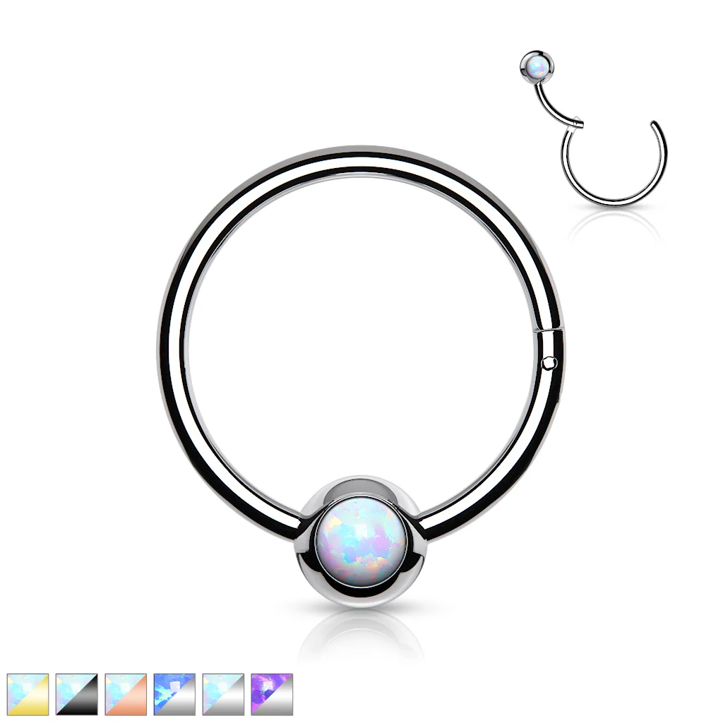 18G All Surgical Steel Opal Ball Hinged Segment Hoop Rings Tragus Ear Cartilage - Image 5