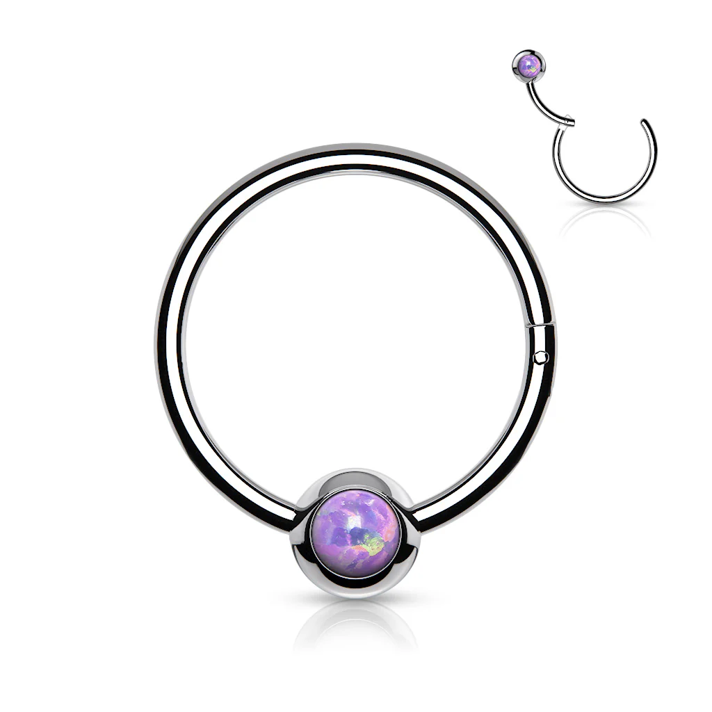 18G All Surgical Steel Opal Ball Hinged Segment Hoop Rings Tragus Ear Cartilage - Image 7