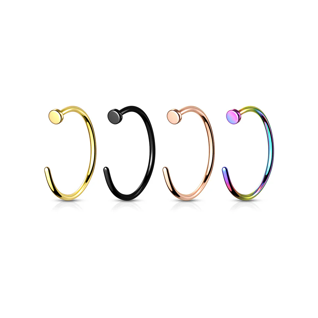 18G Implant Grade Titanium Flat Top Nose Hoop Rings - Image 3