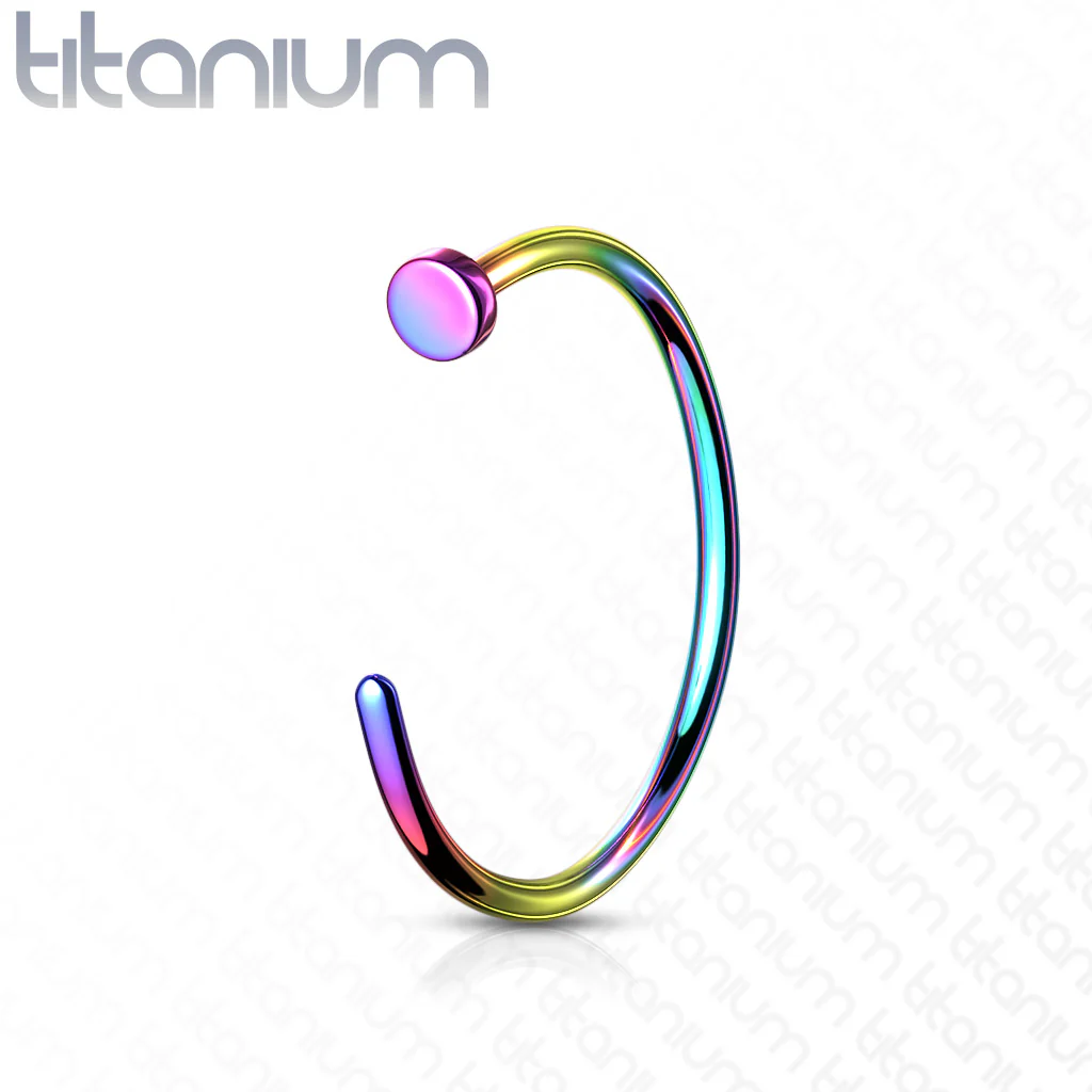 20G Implant Grade Solid Titanium Flat Top Nose Hoop Rings - Image 2