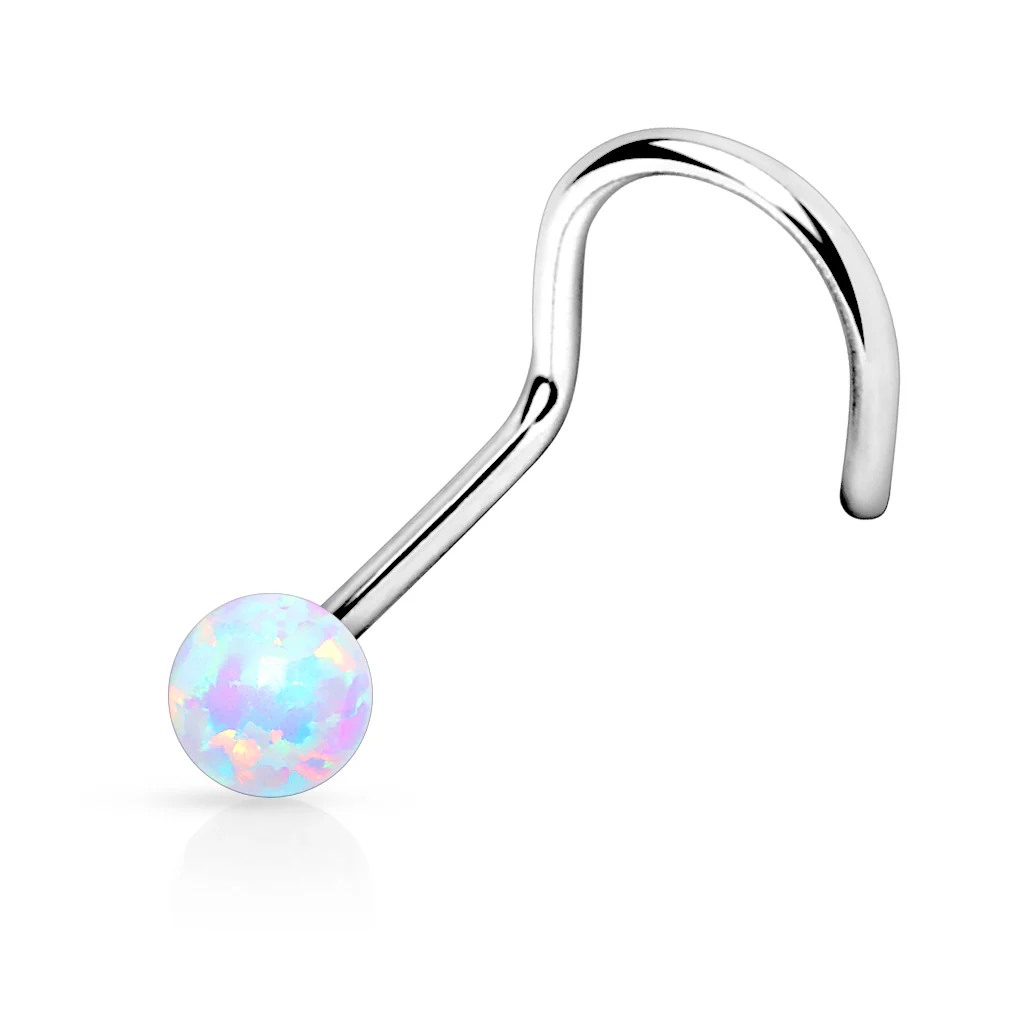 2 MM Opal Stone Top Surgical Steel Nose Screw Stud Rings - Image 3