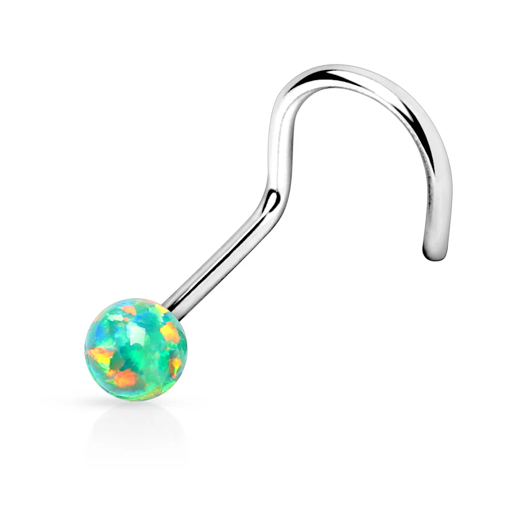 2 MM Opal Stone Top Surgical Steel Nose Screw Stud Rings - Image 4