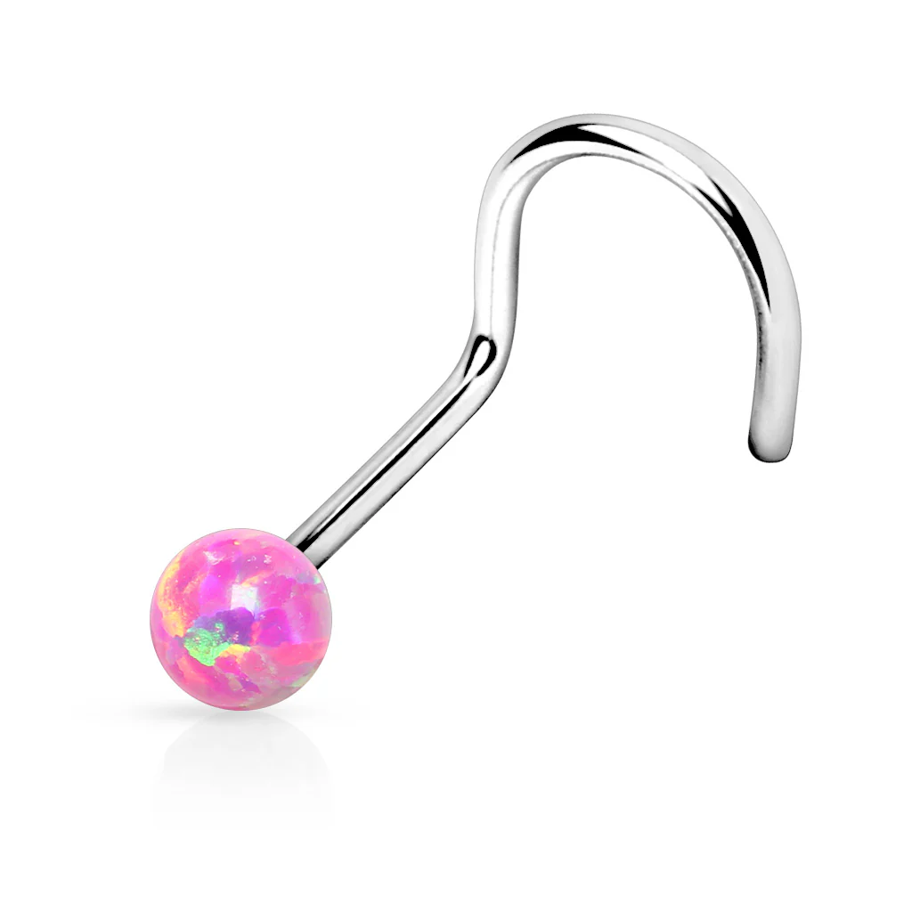 2 MM Opal Stone Top Surgical Steel Nose Screw Stud Rings - Image 5