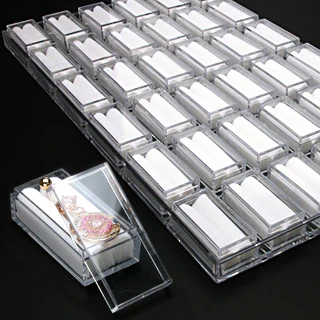 2 Pc 1"x 2" White Velvet Insert Clear Acrylic Gem Box for Belly Nose Earring Eyebrow
