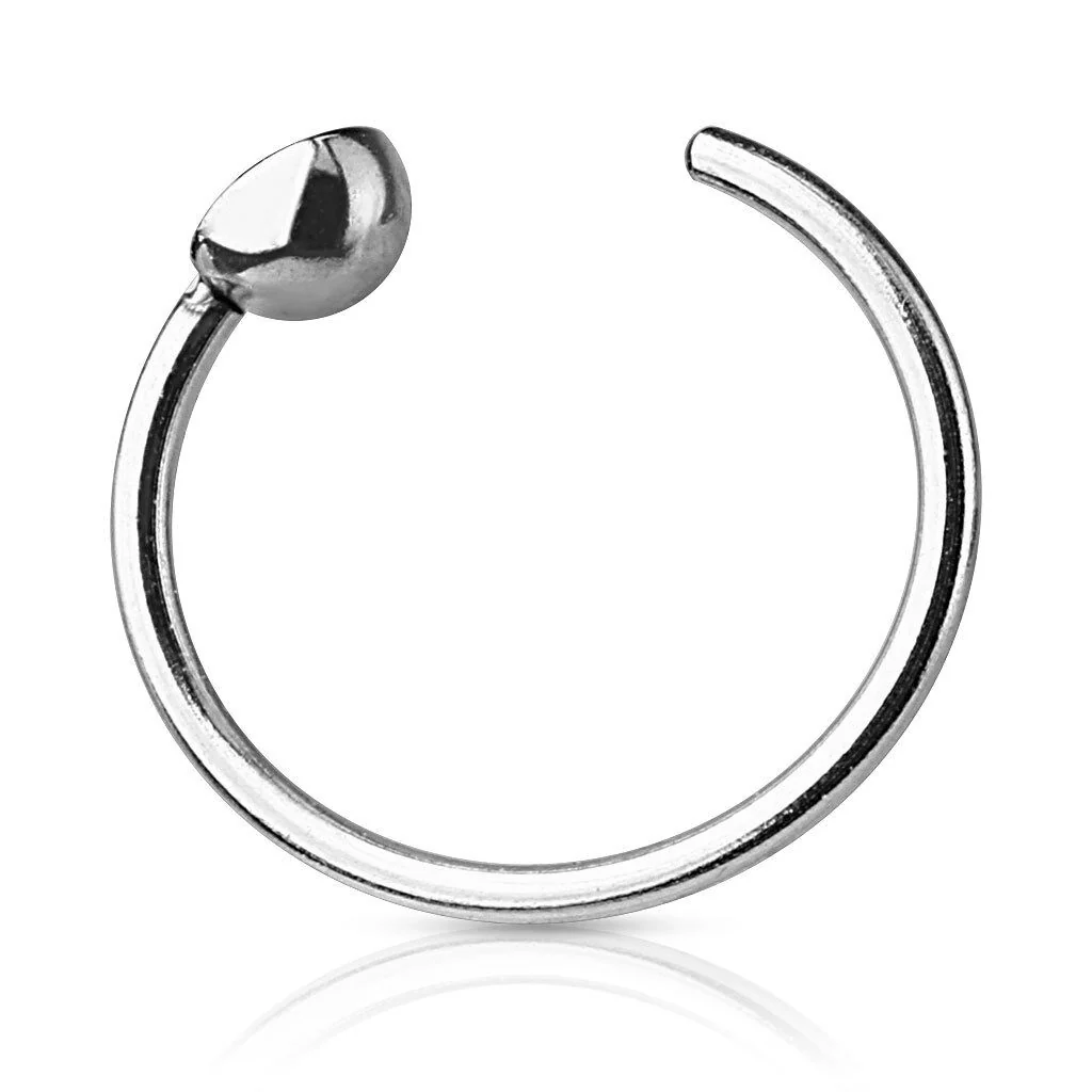 Single Gem End Nose Hoop Tragus Cartilage Ring - Image 2