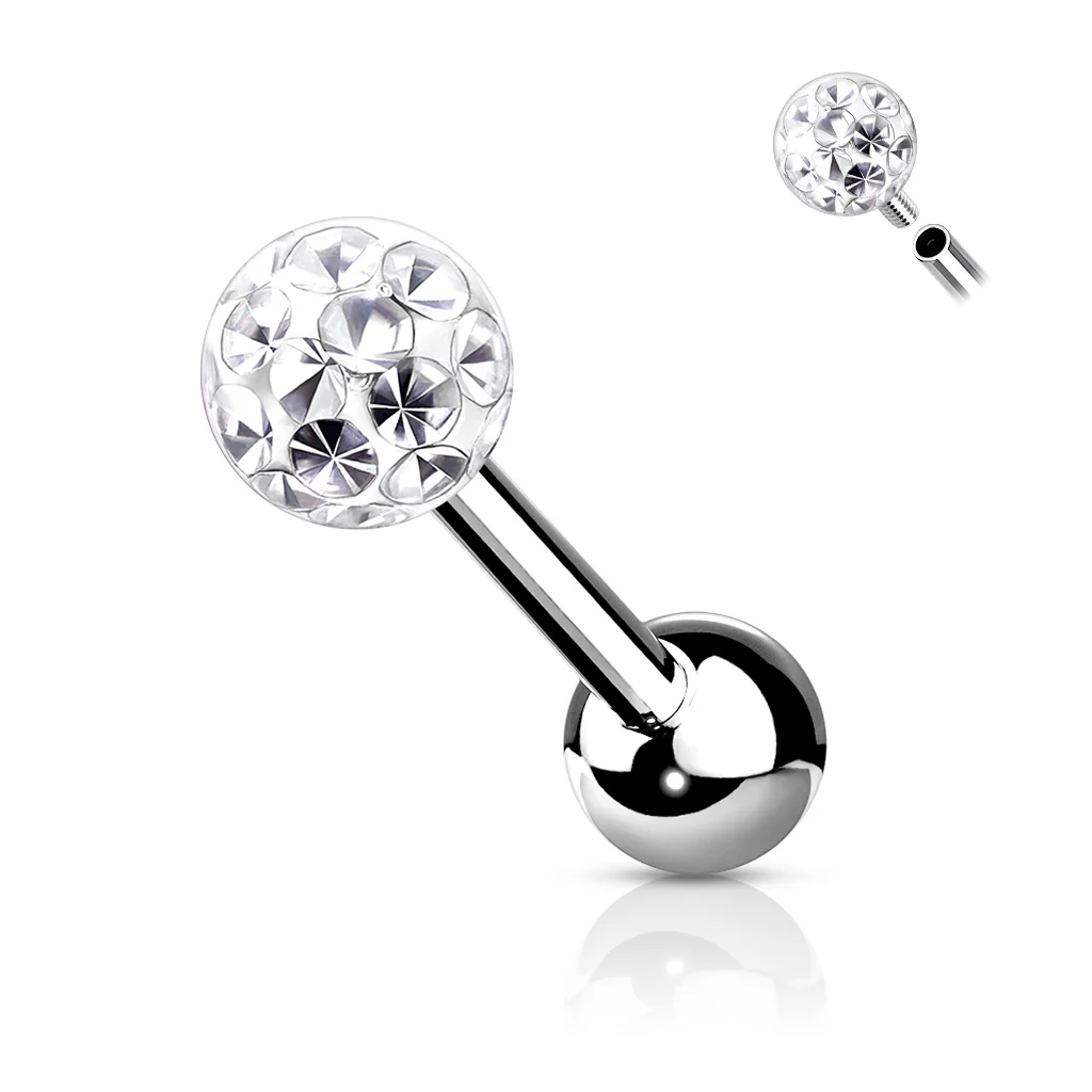 4 mm Epoxy Crystal Paved Ball Top Ear Cartilage Barbells 16G - Image 2