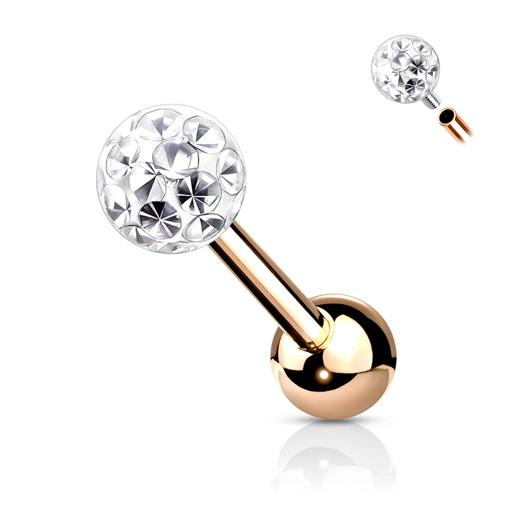 4 mm Epoxy Crystal Paved Ball Top Ear Cartilage Barbells 16G - Image 3