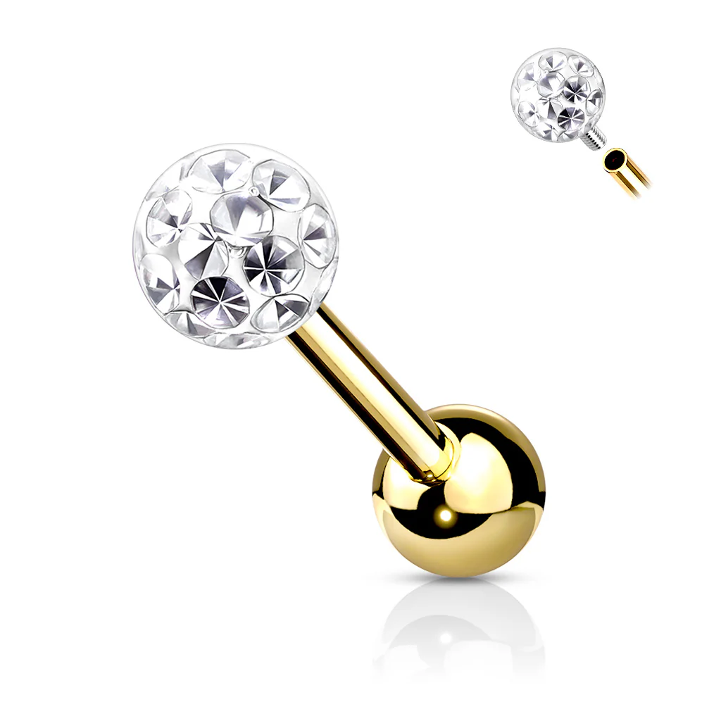 4 mm Epoxy Crystal Paved Ball Top Ear Cartilage Barbells 16G - Image 6
