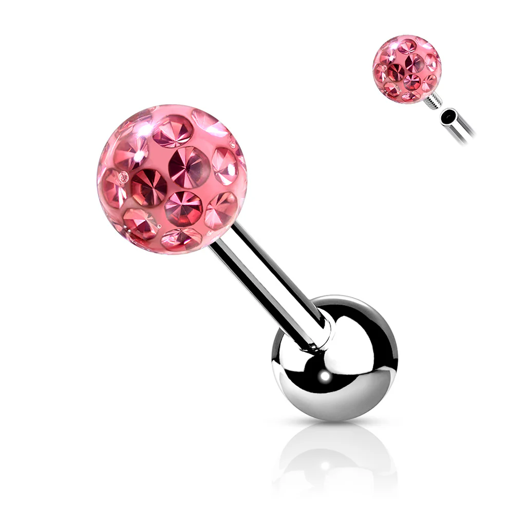 4 mm Epoxy Crystal Paved Ball Top Ear Cartilage Barbells 16G - Image 7