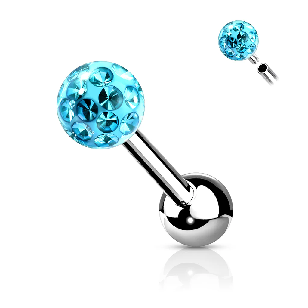 4 mm Epoxy Crystal Paved Ball Top Ear Cartilage Barbells 16G - Image 8