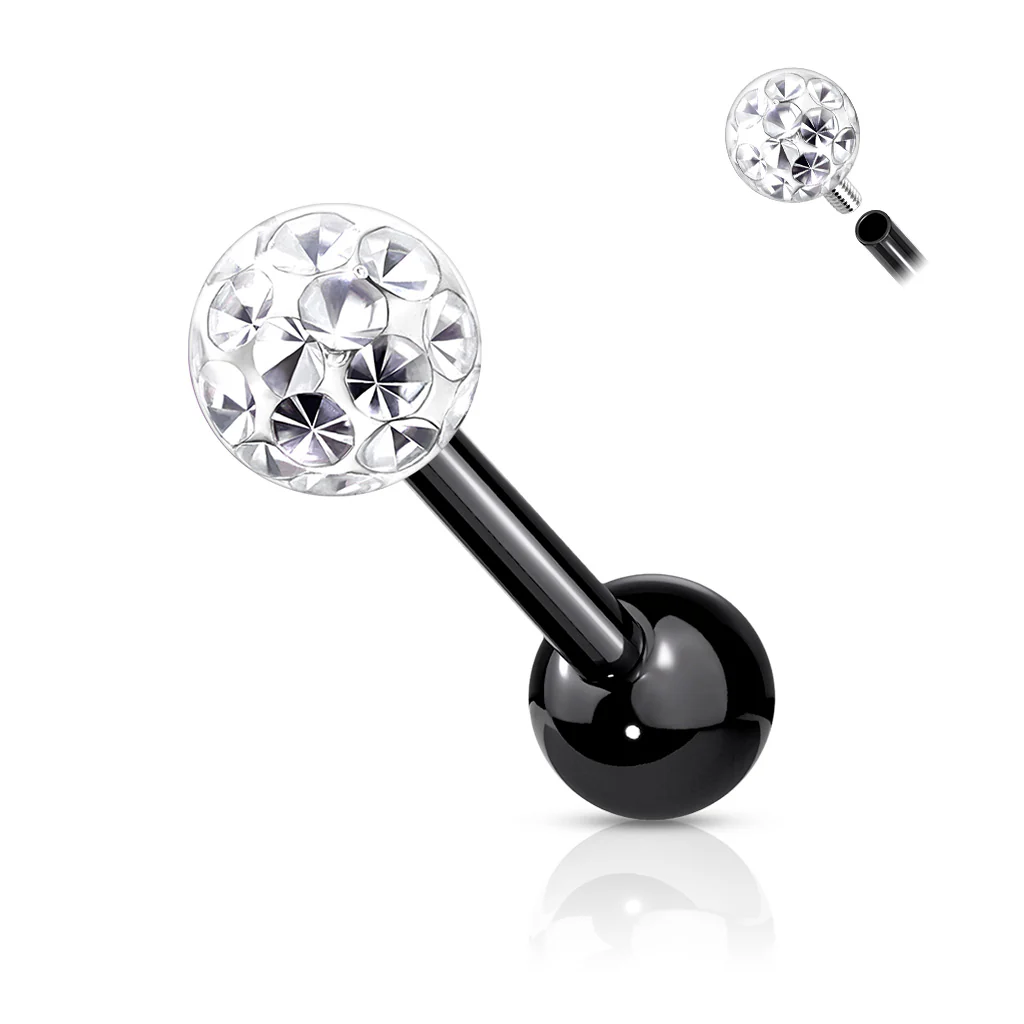 4 mm Epoxy Crystal Paved Ball Top Ear Cartilage Barbells 16G - Image 9