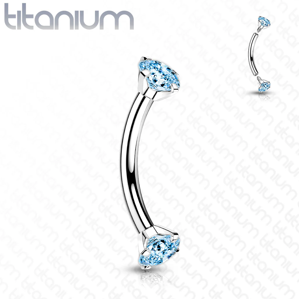 Implant Grade Titanium Prong Set CZ Curved Barbell Rook Daith Tragus Snug Eyebrow Rings - Image 3