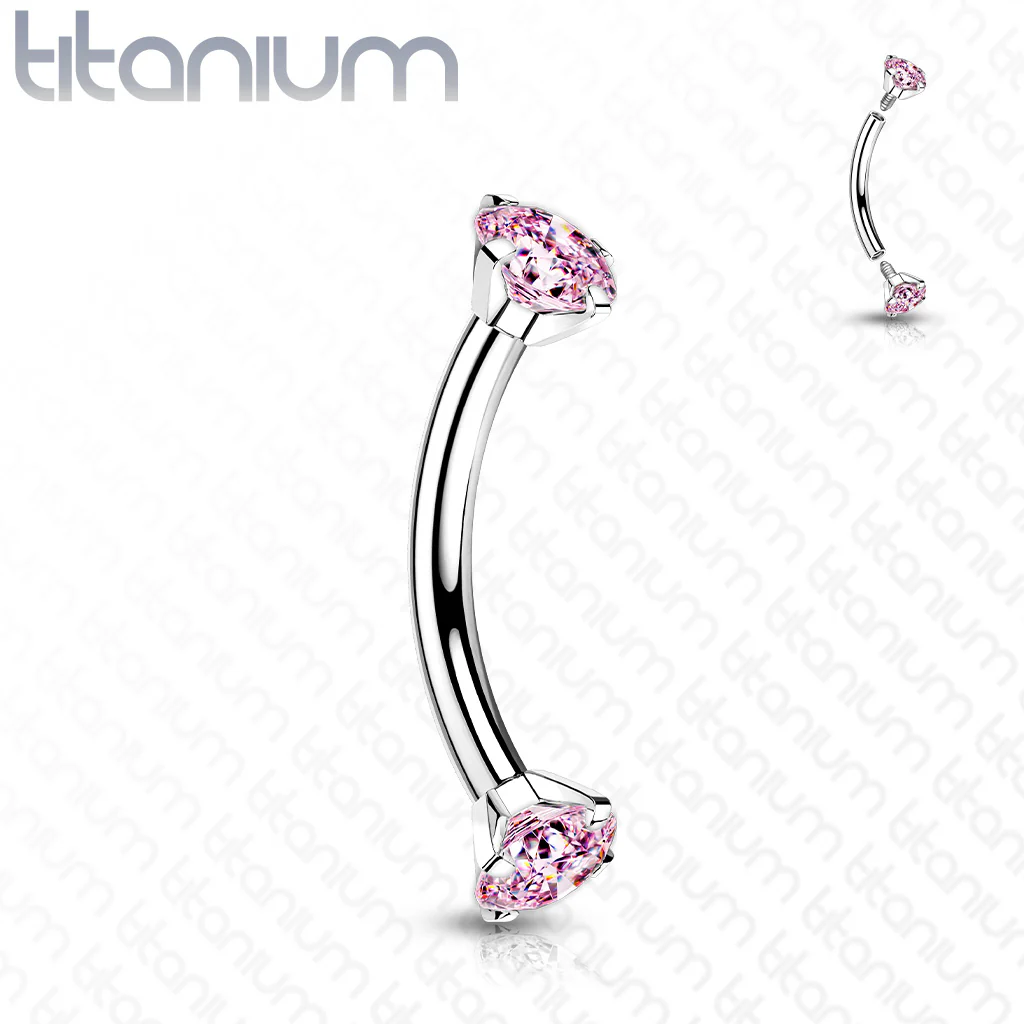Implant Grade Titanium Prong Set CZ Curved Barbell Rook Daith Tragus Snug Eyebrow Rings - Image 4