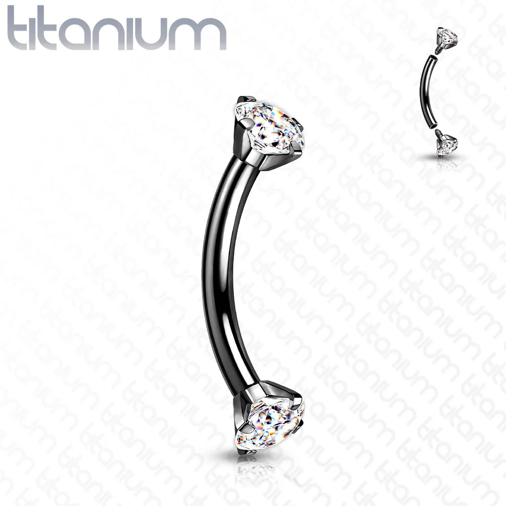 Implant Grade Titanium Prong Set CZ Curved Barbell Rook Daith Tragus Snug Eyebrow Rings - Image 5
