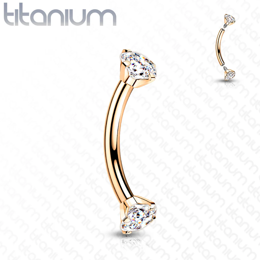 Implant Grade Titanium Prong Set CZ Curved Barbell Rook Daith Tragus Snug Eyebrow Rings - Image 7