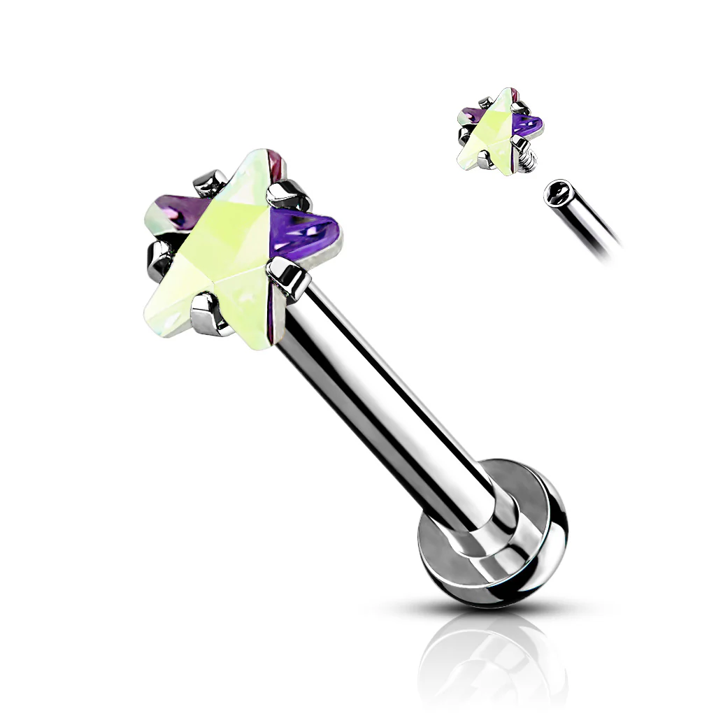 3 mm Star CZ Prong Set Top Lip Labret Chin Ear Cartilage Tragus And Nose - Image 3