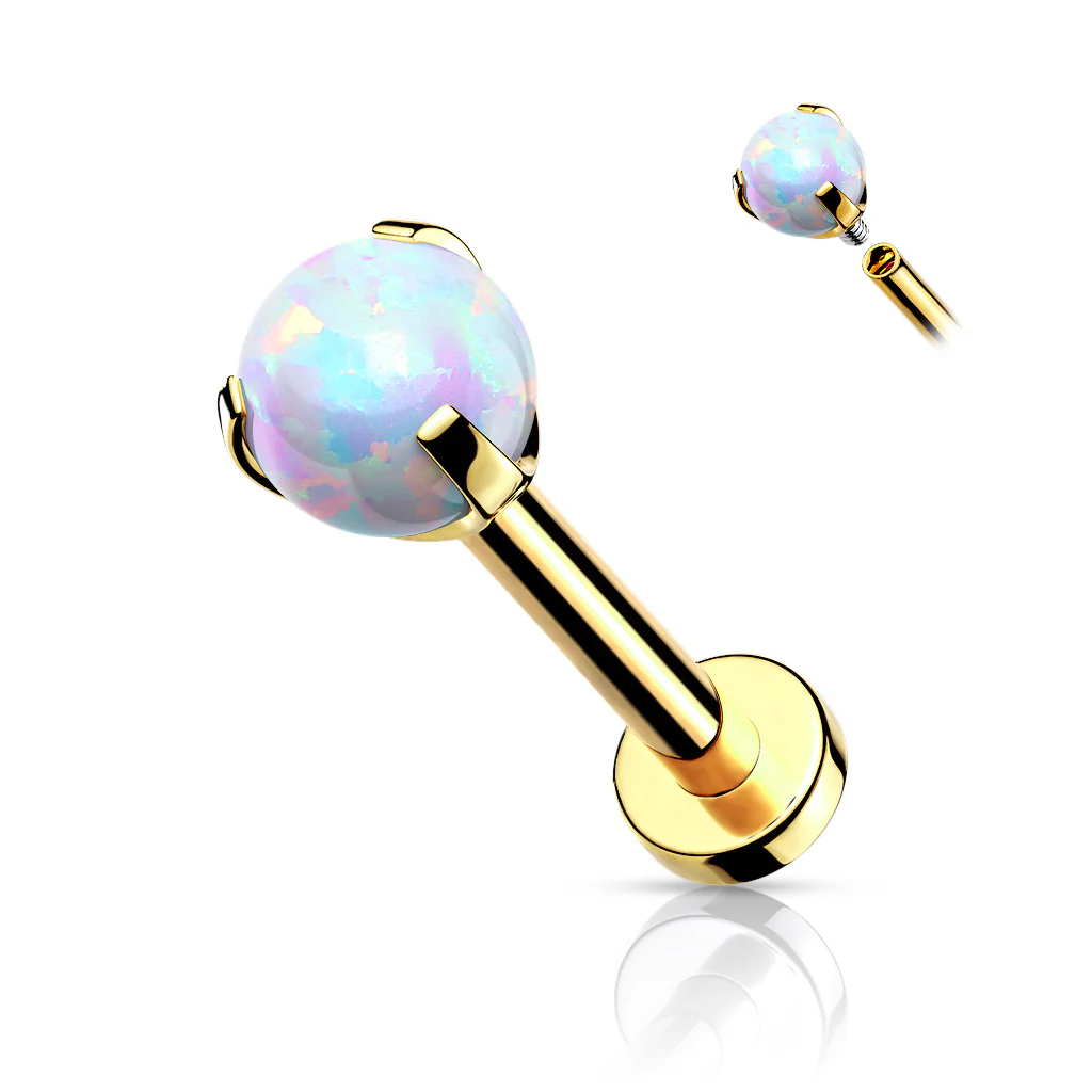 Claw Set 3 MM Opal Ball Lip Labret Chin Monroe Ear Cartilage - Image 3
