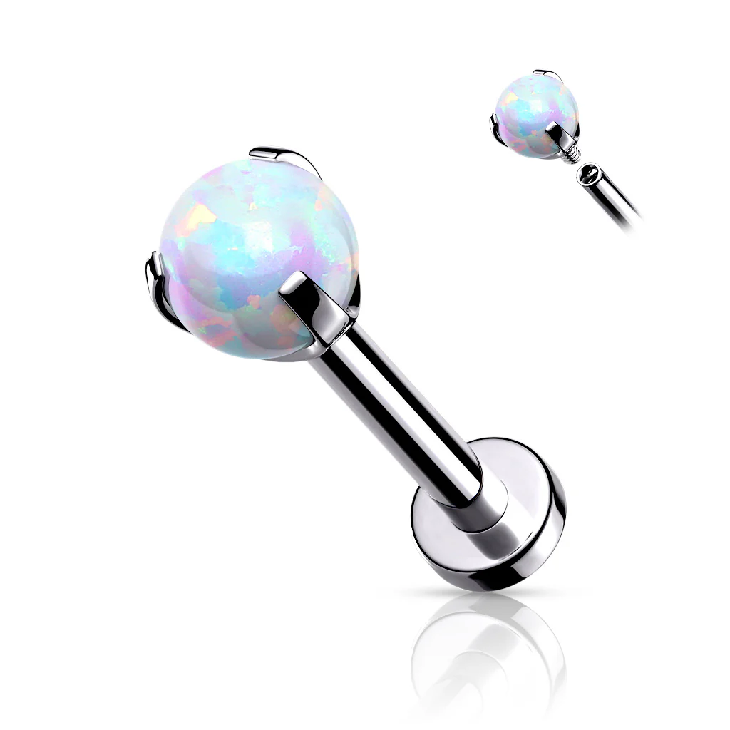 Claw Set 3 MM Opal Ball Lip Labret Chin Monroe Ear Cartilage - Image 7