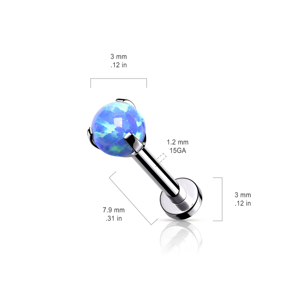 Claw Set 3 MM Opal Ball Lip Labret Chin Monroe Ear Cartilage - Image 9