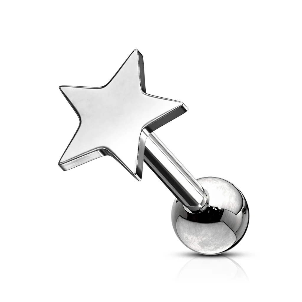 4 mm Flat Star Top Titanium Ear Cartilage Daith Tragus Helix loop Stud - Image 5
