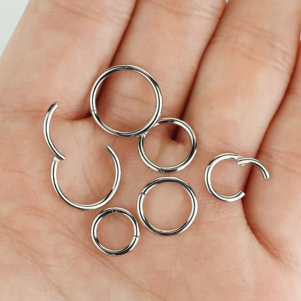 3 Pairs  Precision Hinge Action Segment Rings Ear Nose Lip - Image 5
