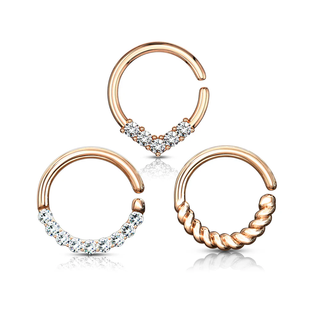 3 Pc Value Pack Nose Septum Cartilage Tragus Ear Hoop 16G 8 mm - Image 3