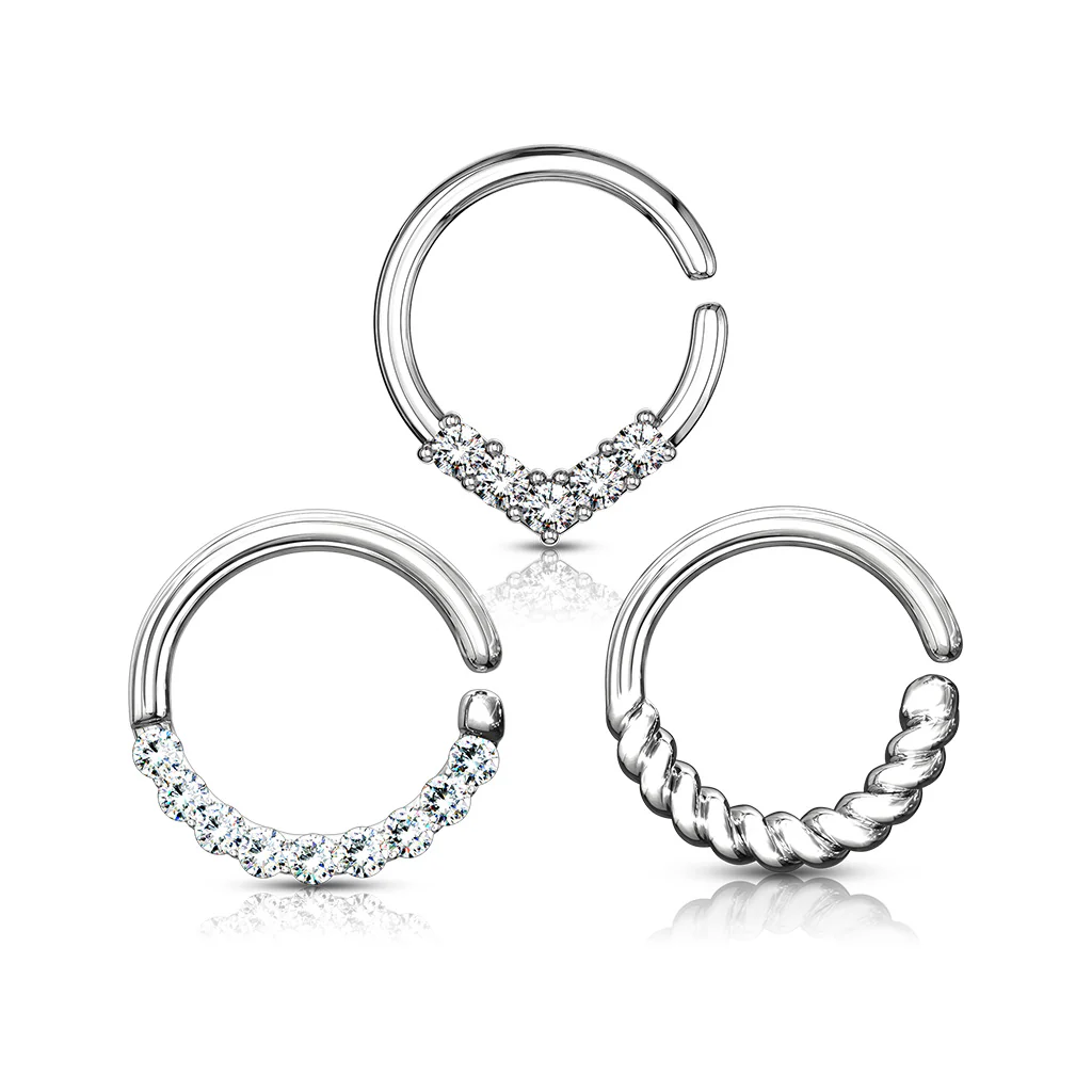 3 Pc Value Pack Nose Septum Cartilage Tragus Ear Hoop 16G 8 mm - Image 4