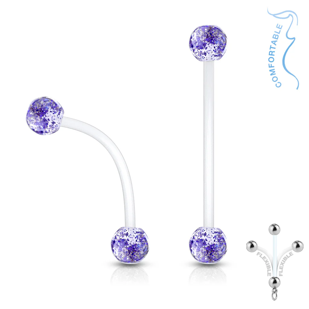 Glitter Balls Pregnancy BioFlex Barbell Navel Belly Button Ring - Image 4