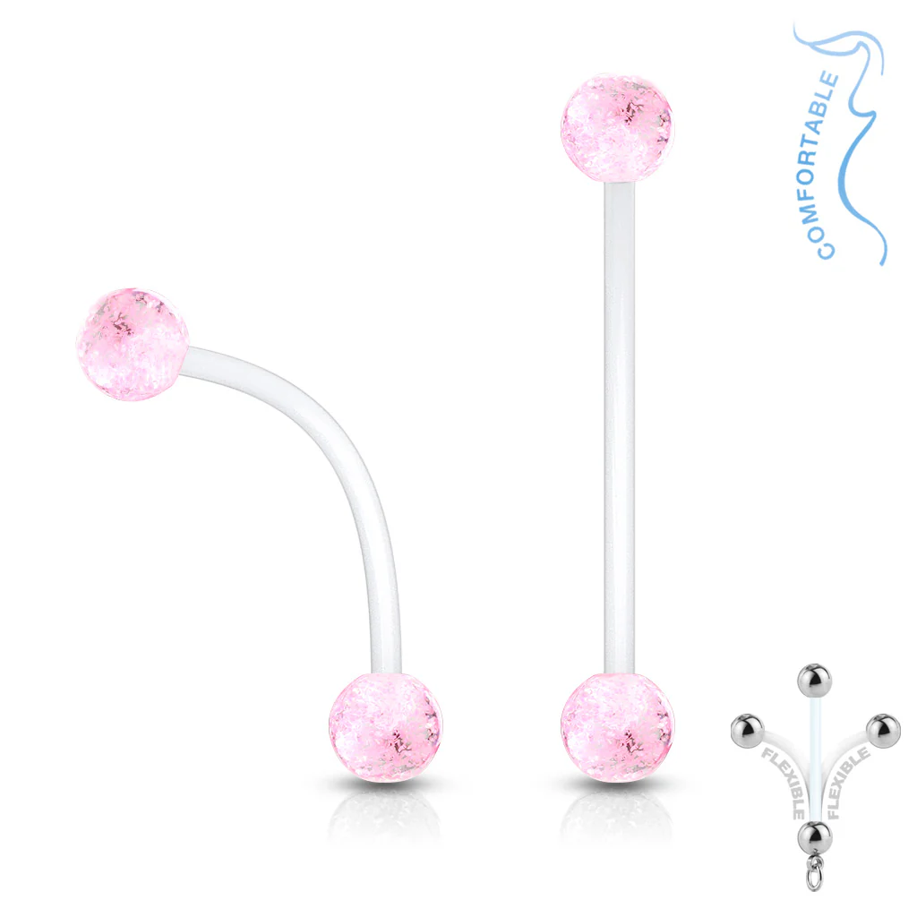 Glitter Balls Pregnancy BioFlex Barbell Navel Belly Button Ring - Image 6