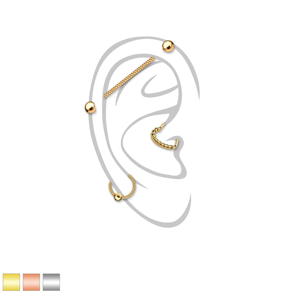 3 Pc Value Pack Twisted Rope Industrial Barbell Ear Cartilage Daith Helix Barbell Studs - Image 4