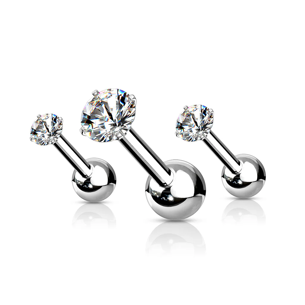3 Pcs 3mm 4mm 5mm Prong Set CZ Cartilage Triple Helix Tragus Barbell Studs - Image 2