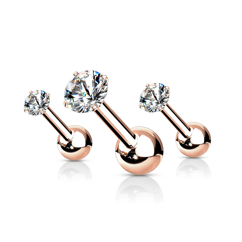 3 Pcs 3mm 4mm 5mm Prong Set CZ Cartilage Triple Helix Tragus Barbell Studs - Image 3
