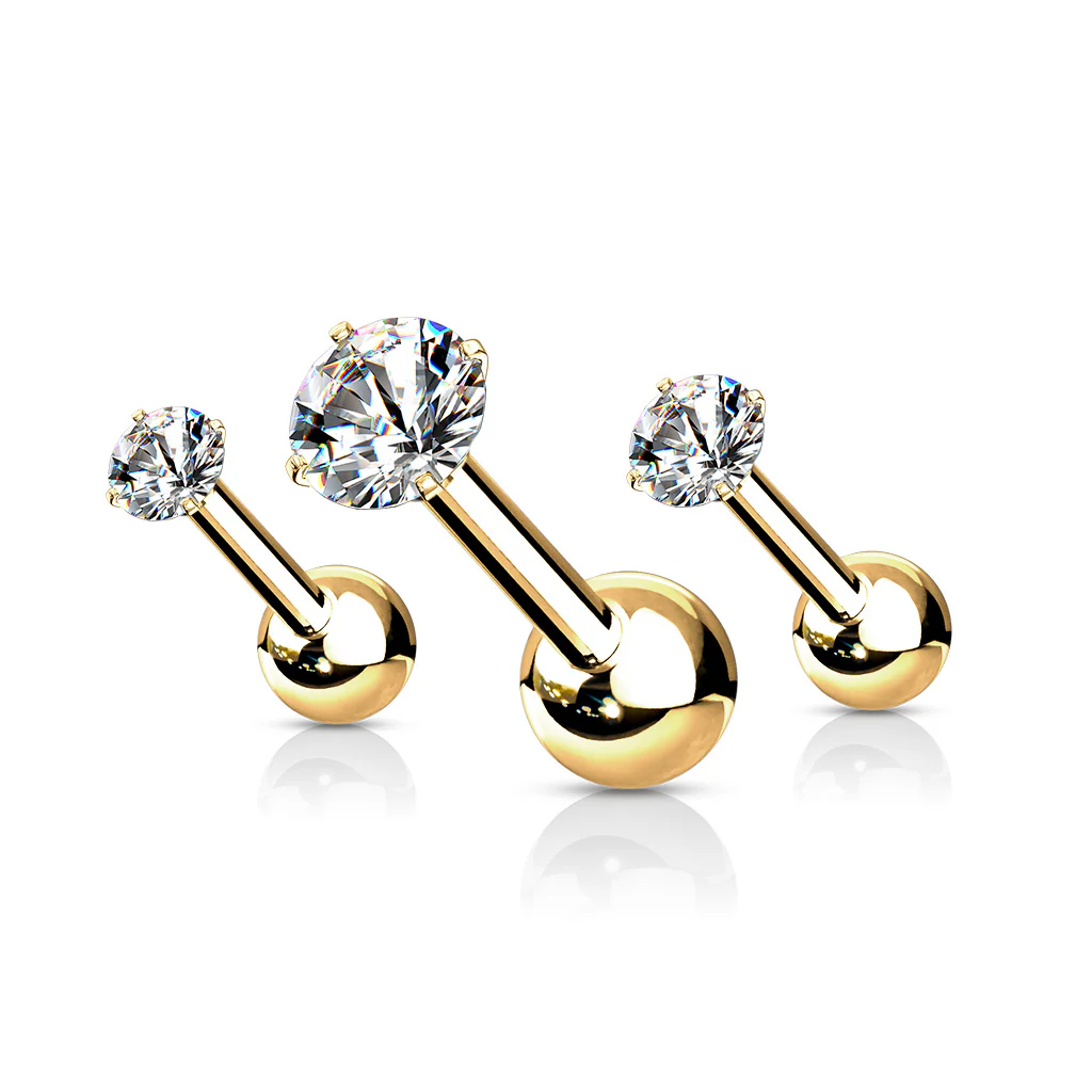 3 Pcs 3mm 4mm 5mm Prong Set CZ Cartilage Triple Helix Tragus Barbell Studs - Image 4