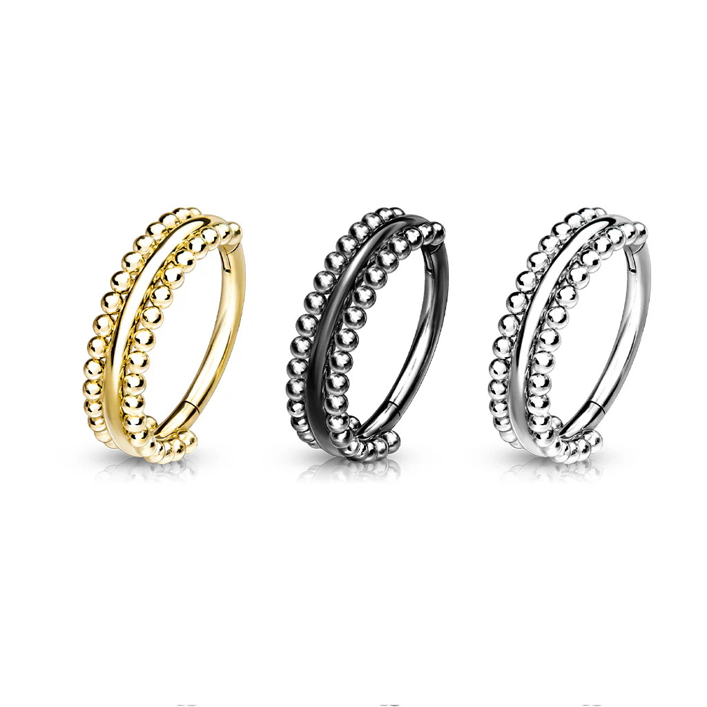 High Precision Double-Sided Milgrain Beads Hinged Hoop Segment Rings Cartilage - Image 3