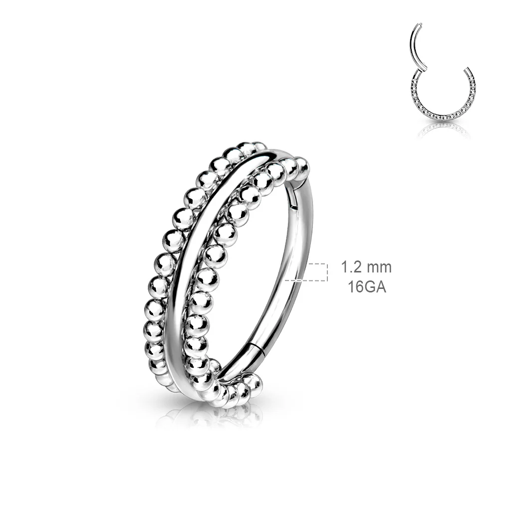 High Precision Double-Sided Milgrain Beads Hinged Hoop Segment Rings Cartilage - Image 4
