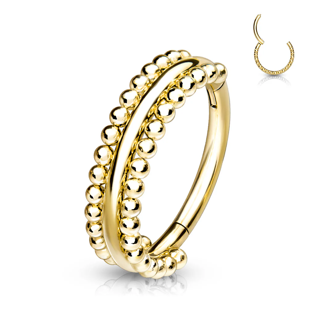 High Precision Double-Sided Milgrain Beads Hinged Hoop Segment Rings Cartilage - Image 7
