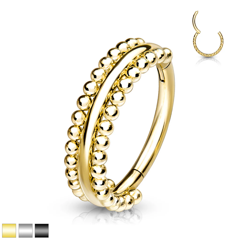 High Precision Double-Sided Milgrain Beads Hinged Hoop Segment Rings Cartilage - Image 8