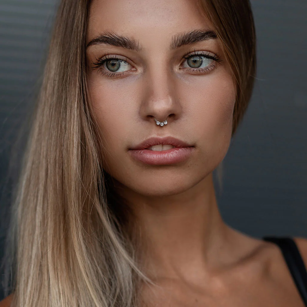 316L Surgical Steel 3 Bezel Set CZ  Hinged Segment Hoop Rings Nose Septum - Image 2