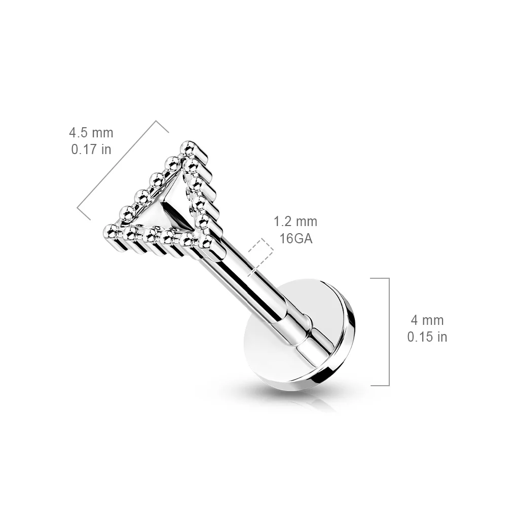 Beaded Edge Triangle Top Labret Tragus Snug Ear Cartilage Helix Studs - Image 3