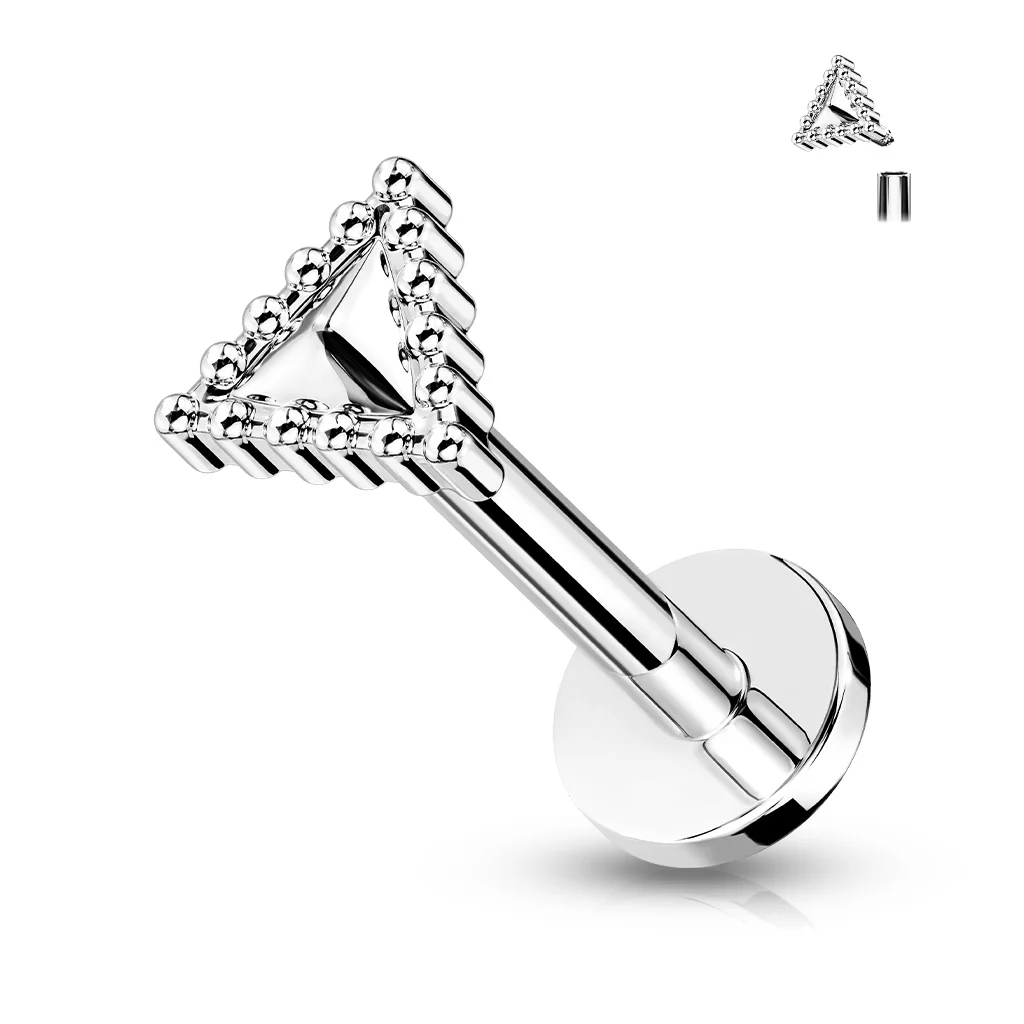 Beaded Edge Triangle Top Labret Tragus Snug Ear Cartilage Helix Studs - Image 4