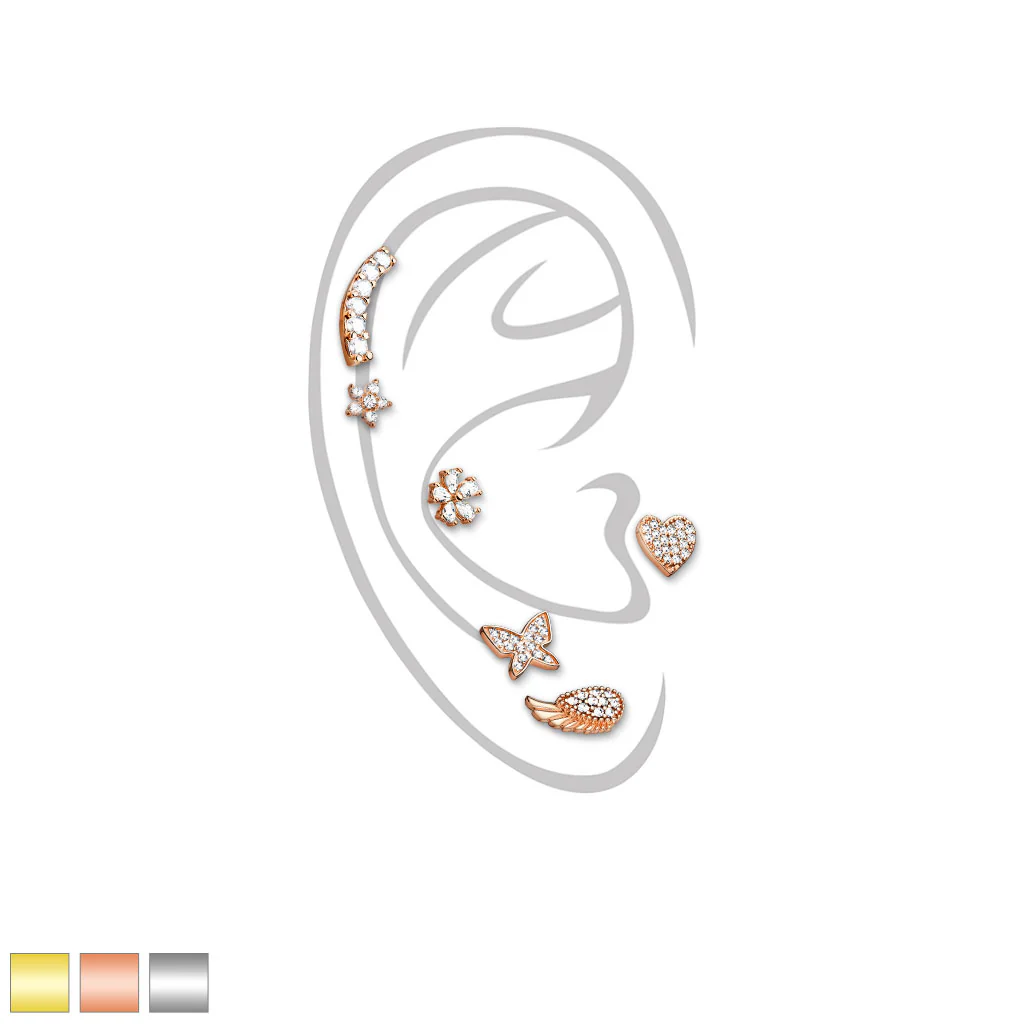 6 Pc Mix Value Pack Assorted CZ Labret Studs Ear Cartilage Tragus Helix - Image 2