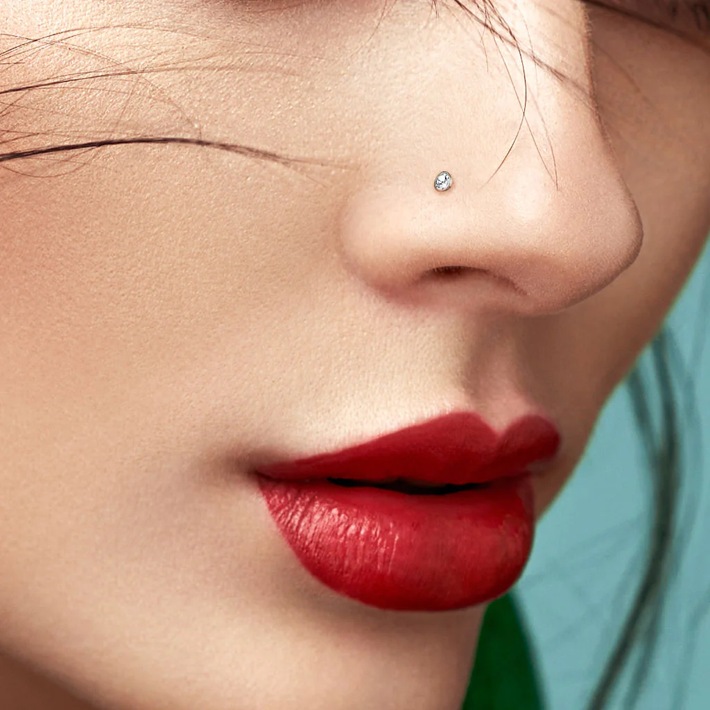 5 Pc Pack Gem Top Flexible Clear L Bend Nose Ring Retainer - Image 2