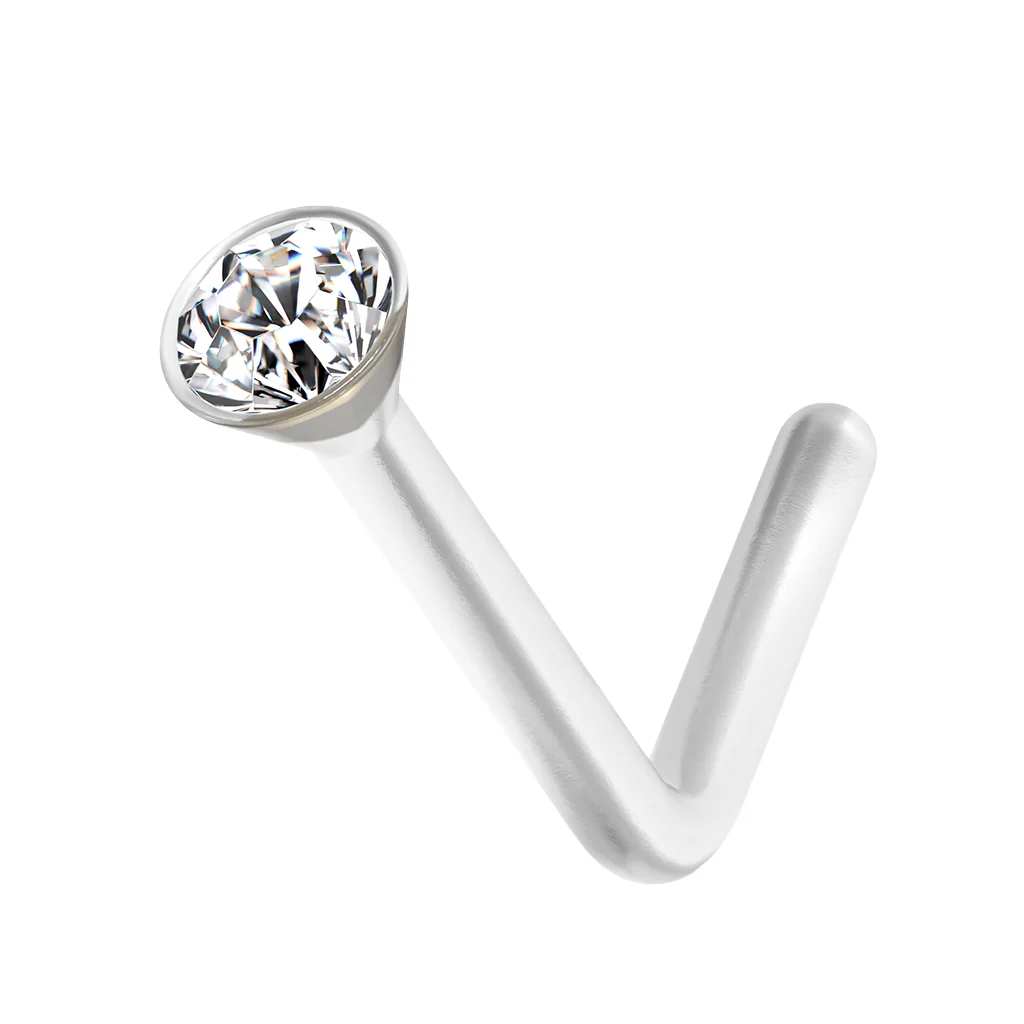 5 Pc Pack Gem Top Flexible Clear L Bend Nose Ring Retainer - Image 3