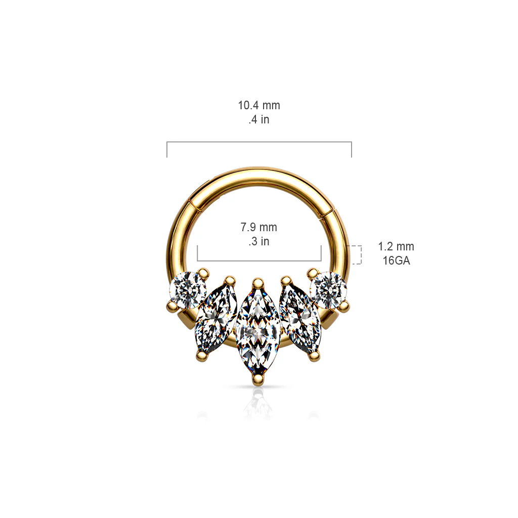 5 Marquise CZ Set Nose Septum Ear Cartilage Daith Helix Tragus Rings - Image 3