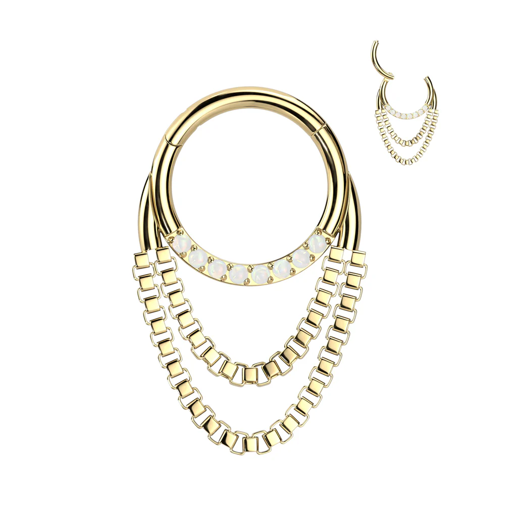 High Quality Precision Pave Opals or CZs & Chain Hinged Segment Ring - Image 6