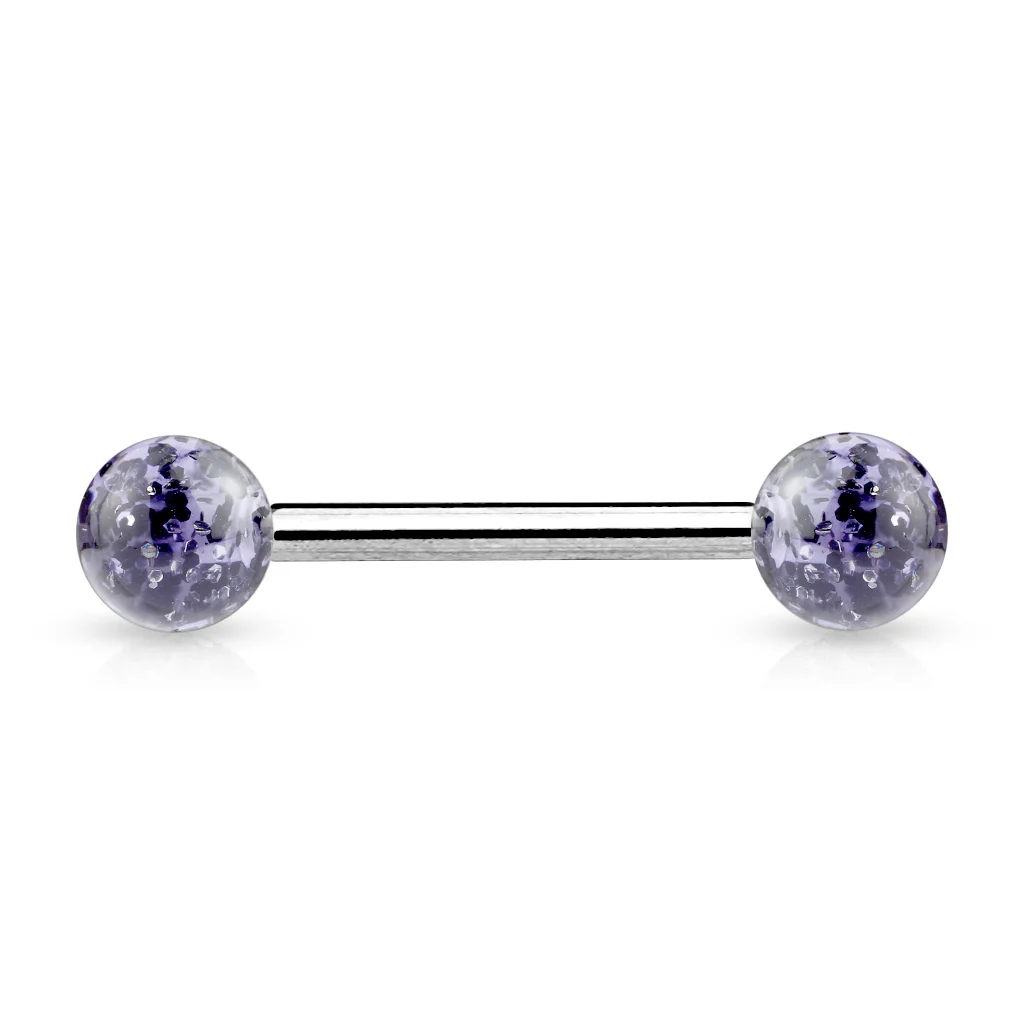 Ultra Glitter Acrylic Balls Grade 23 Solid Titanium Barbell Tongue Rings - Image 3